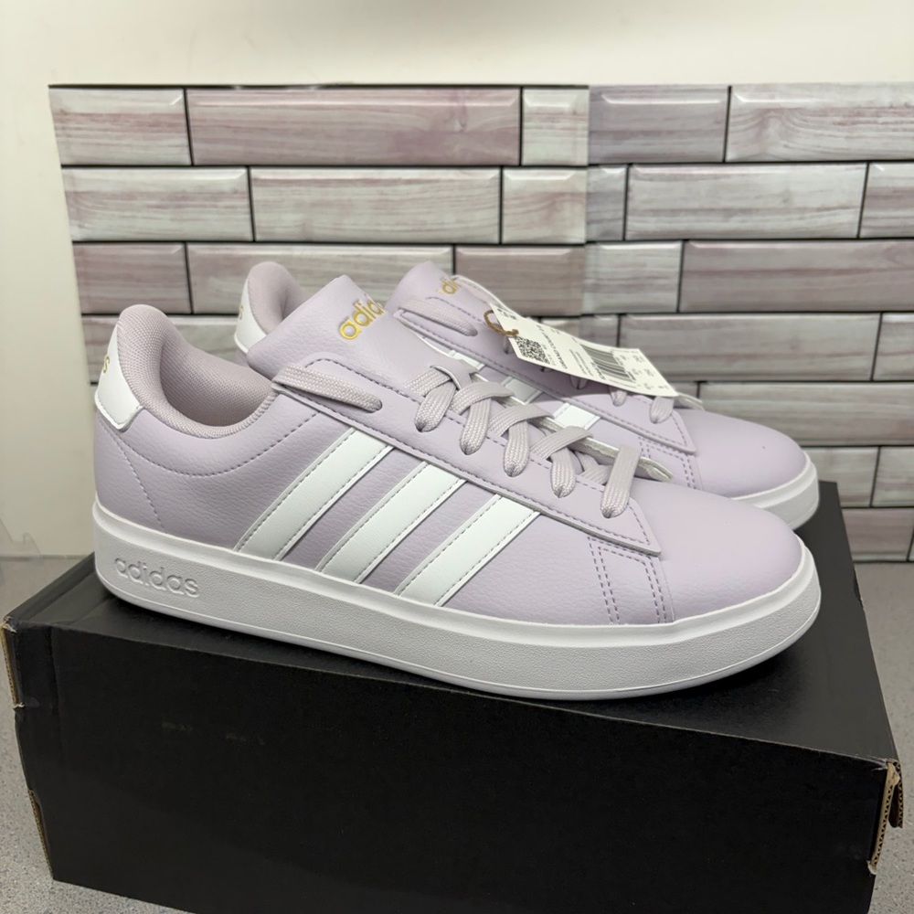 New Adidas Vl Court 2.0 Cloudfoam comfort Purple /White size 8 Women’s - Picture 4 of 9